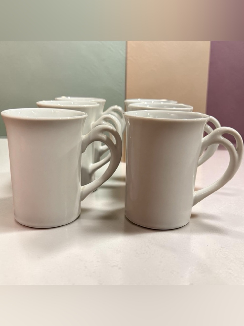 Pier 1 Classic White Ceramic Coffee Mugs - Set of 6